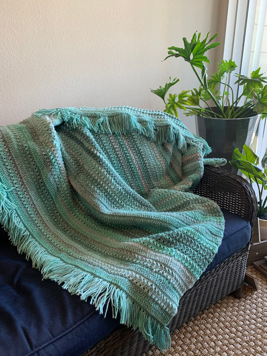 Green-White Throw Blanket
